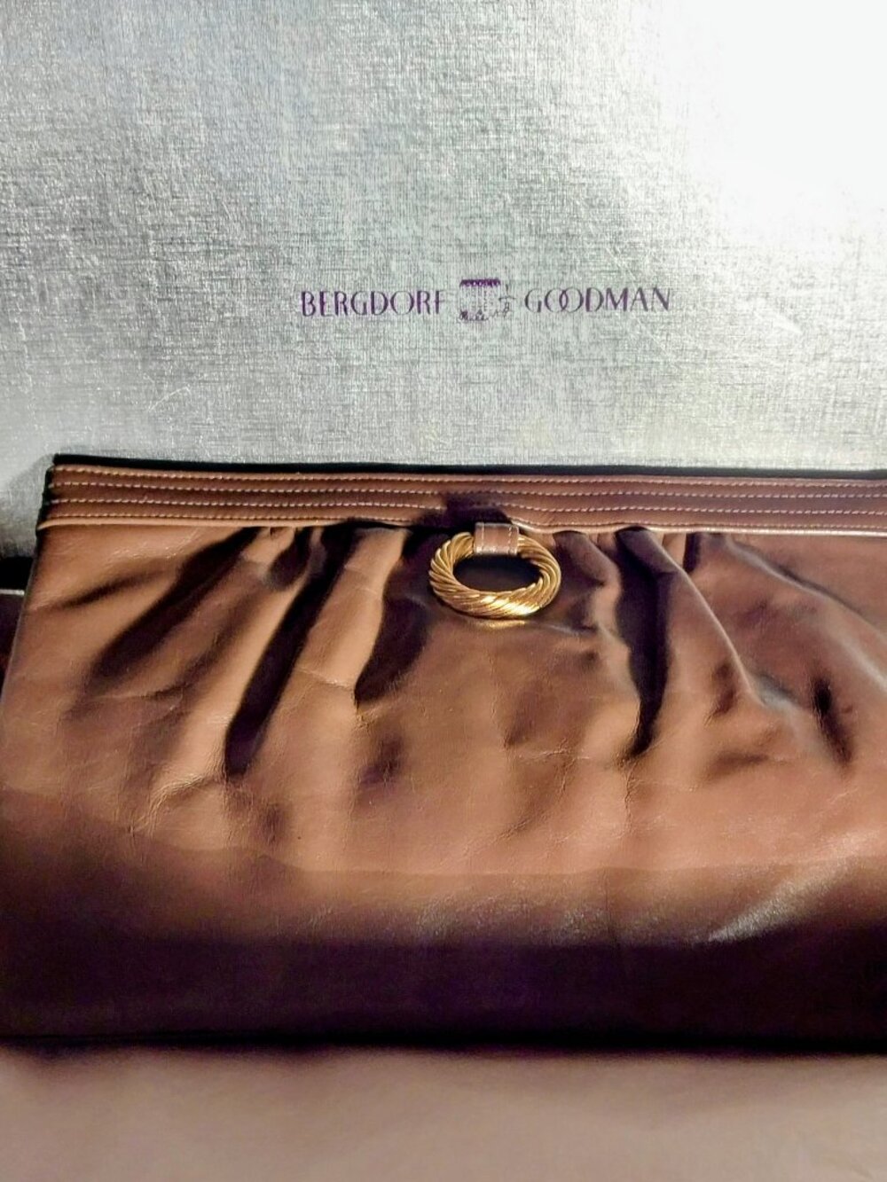 Morris Moskowitz Vintage Brown Leather Clutch - Converted Crossbody - Handbog